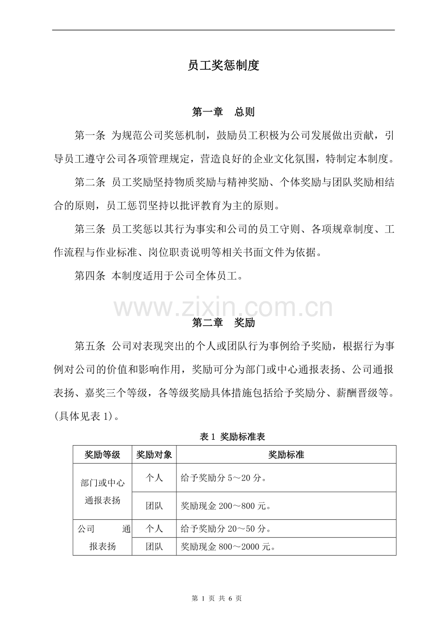 员工奖惩制度完整版.doc_第1页