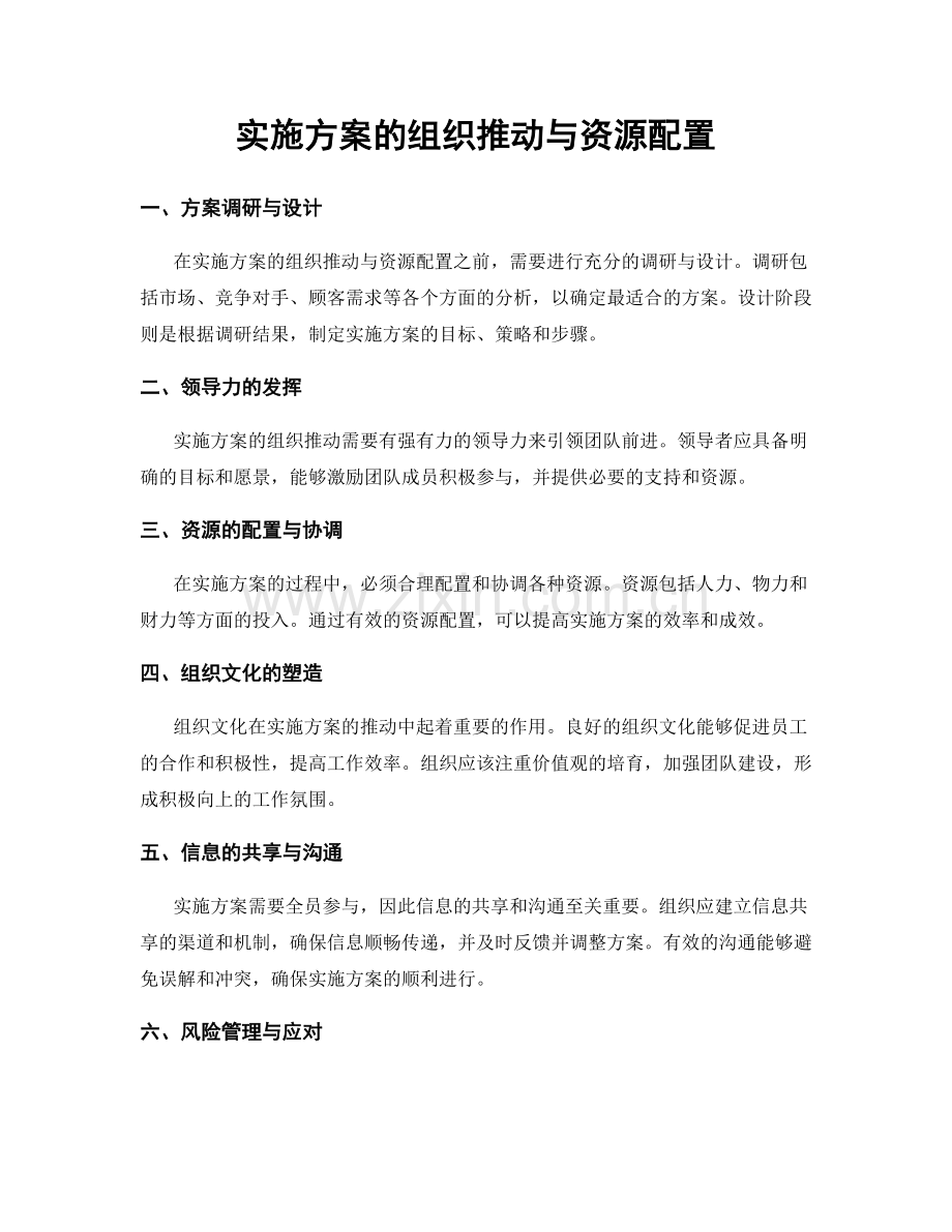 实施方案的组织推动与资源配置.docx_第1页