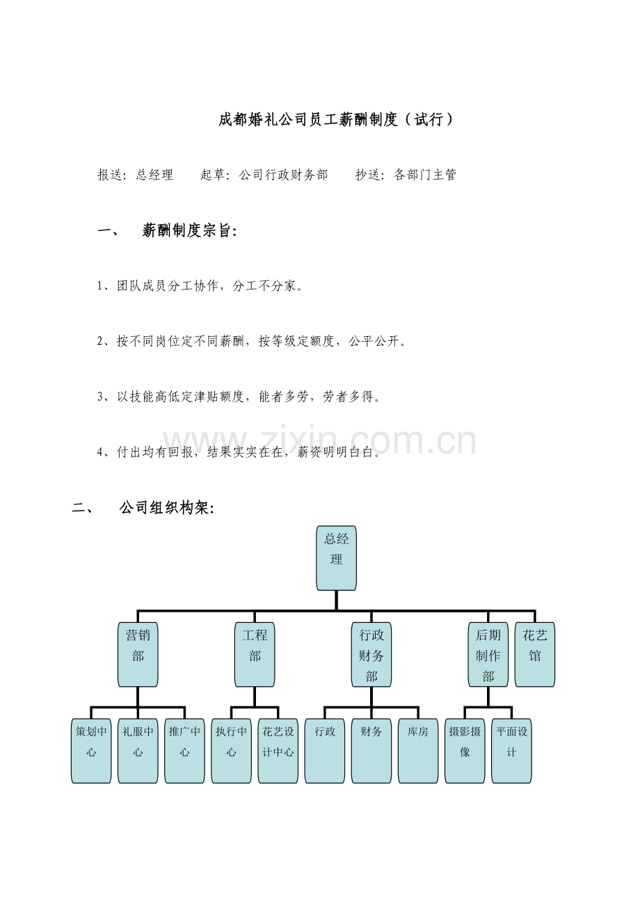 婚庆公司参考薪酬管理制度.doc_第1页