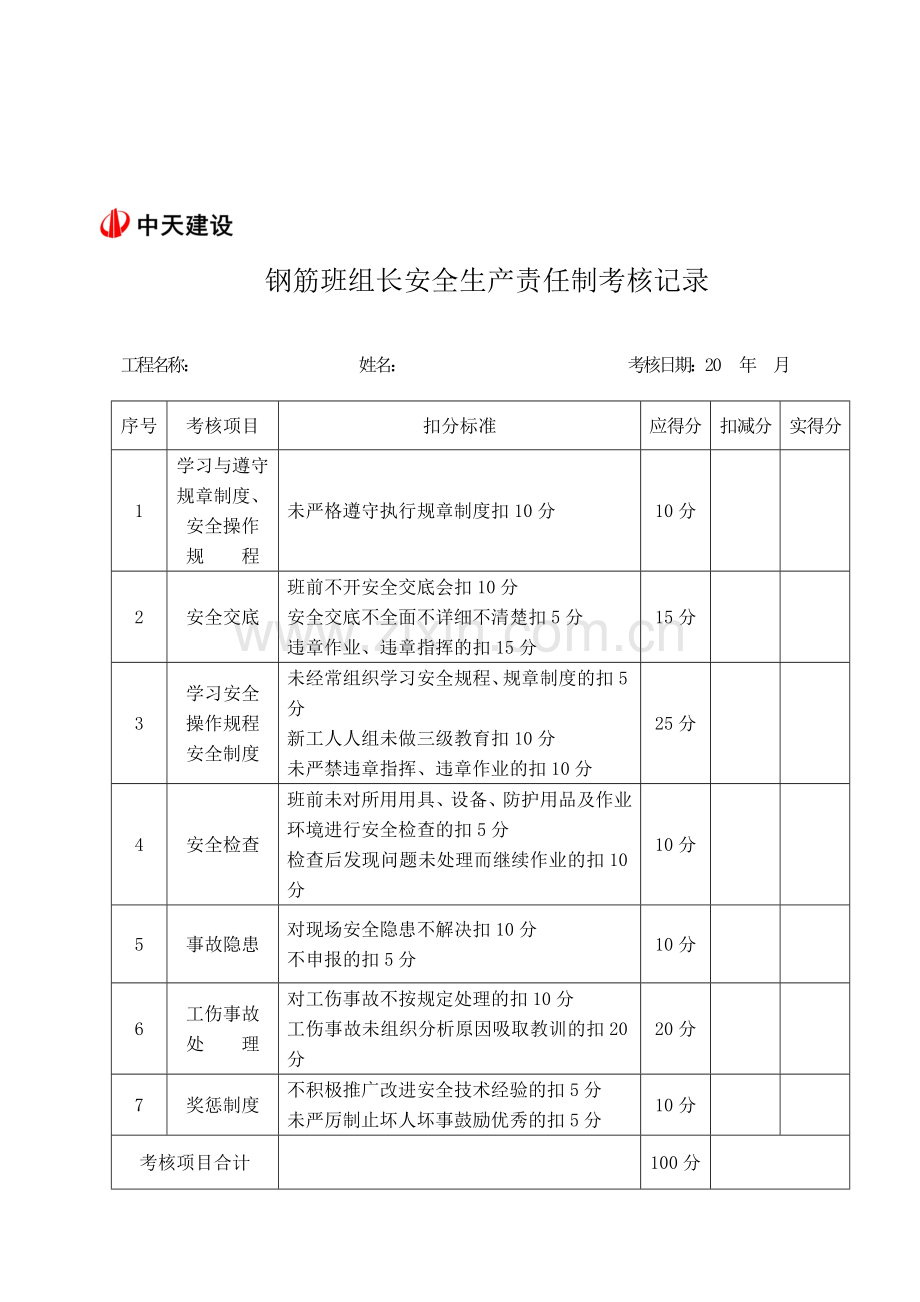 高博版本安全生产责任制考核记录..doc_第3页