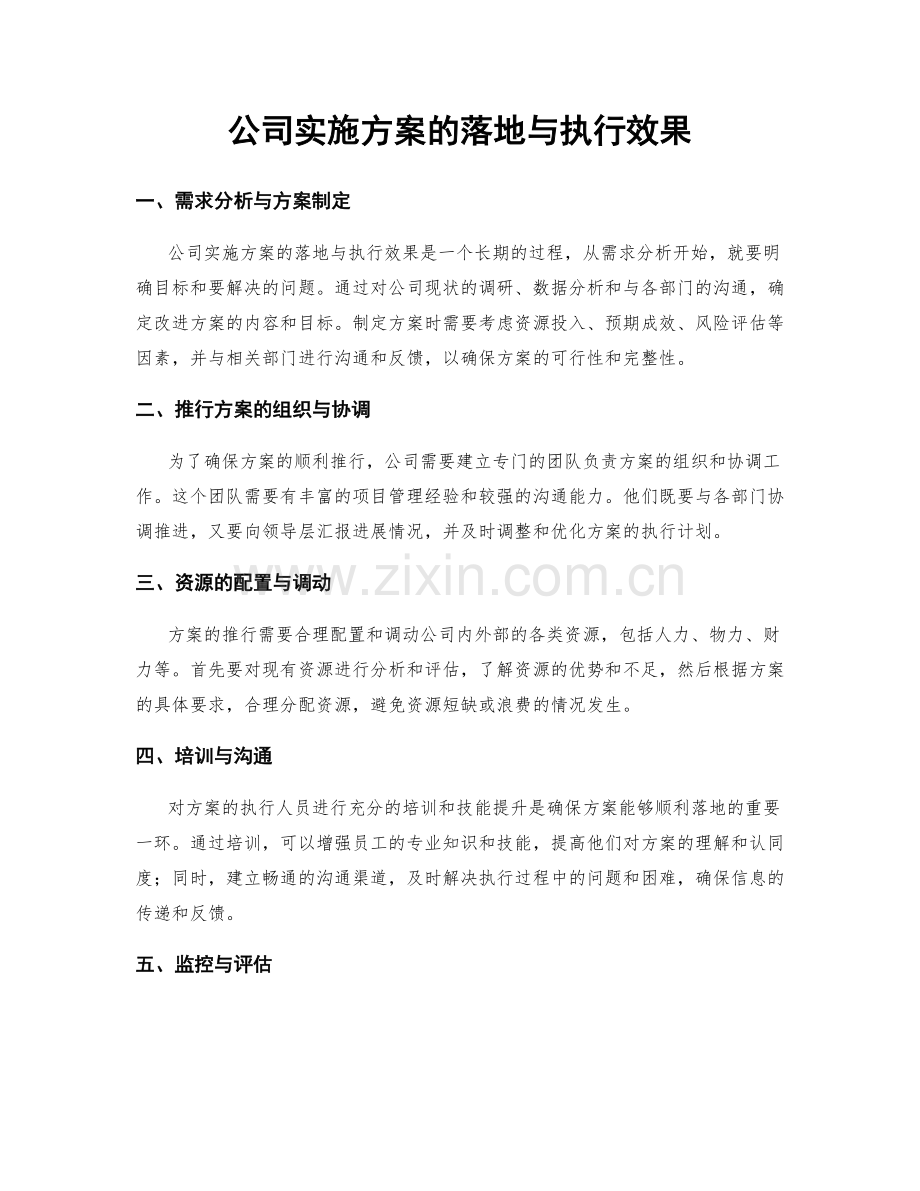 公司实施方案的落地与执行效果.docx_第1页