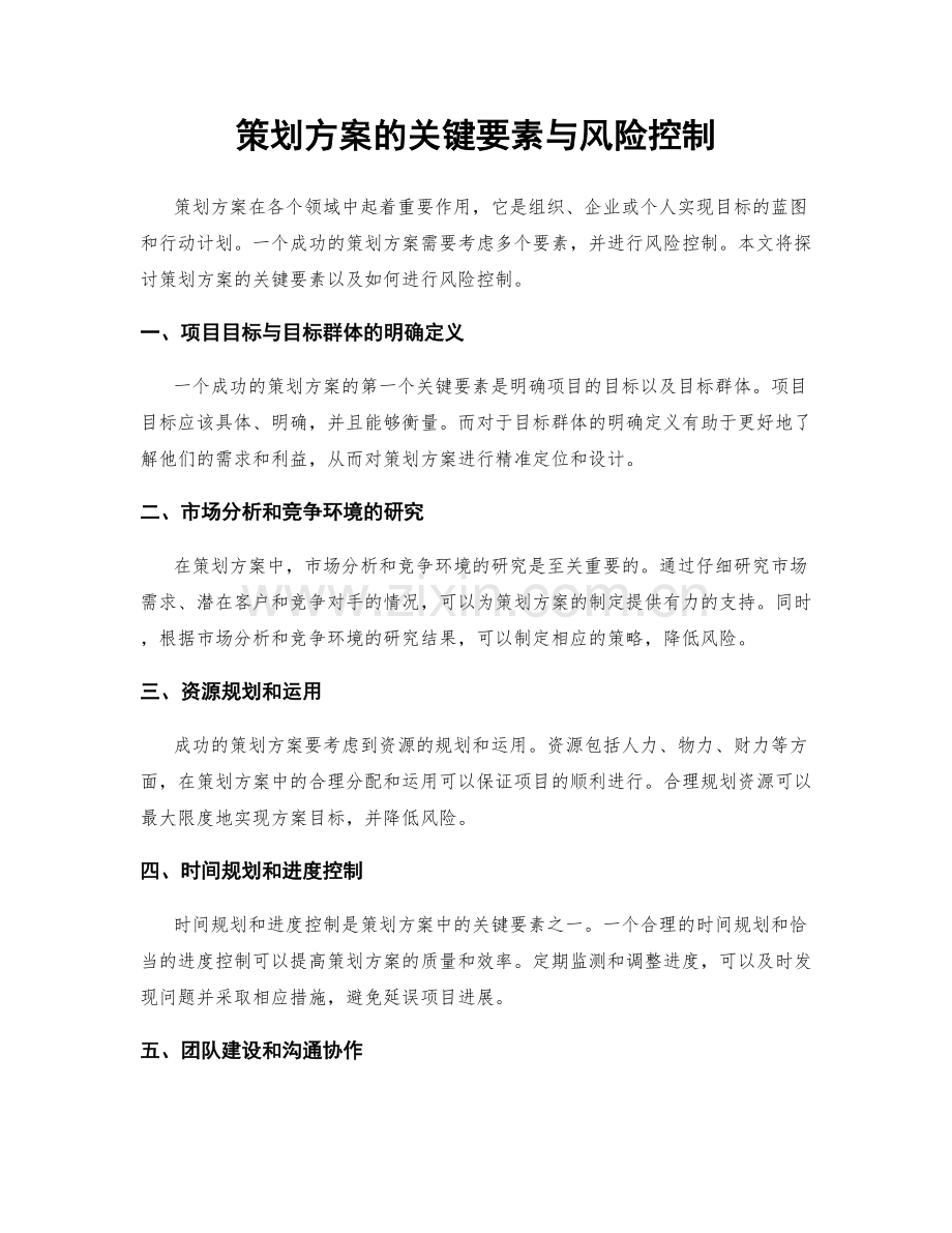 策划方案的关键要素与风险控制.docx_第1页