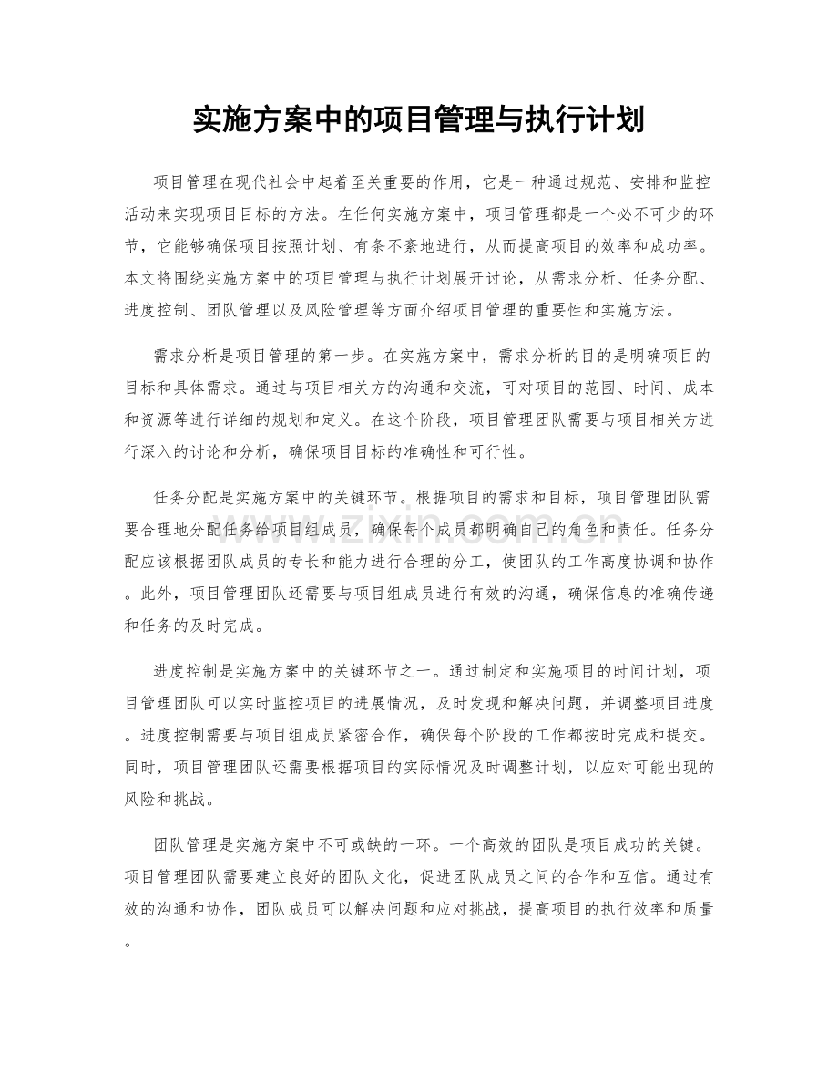 实施方案中的项目管理与执行计划.docx_第1页