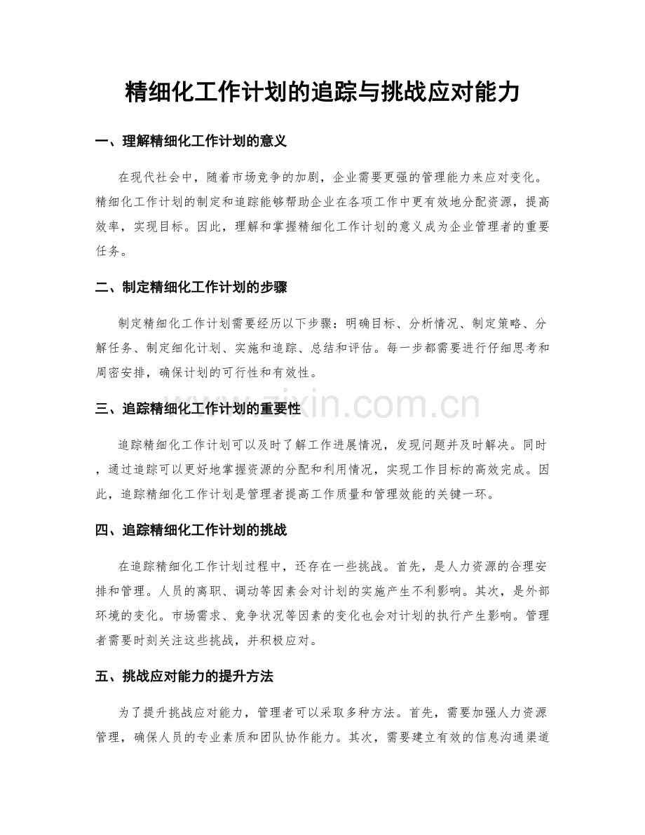 精细化工作计划的追踪与挑战应对能力.docx_第1页