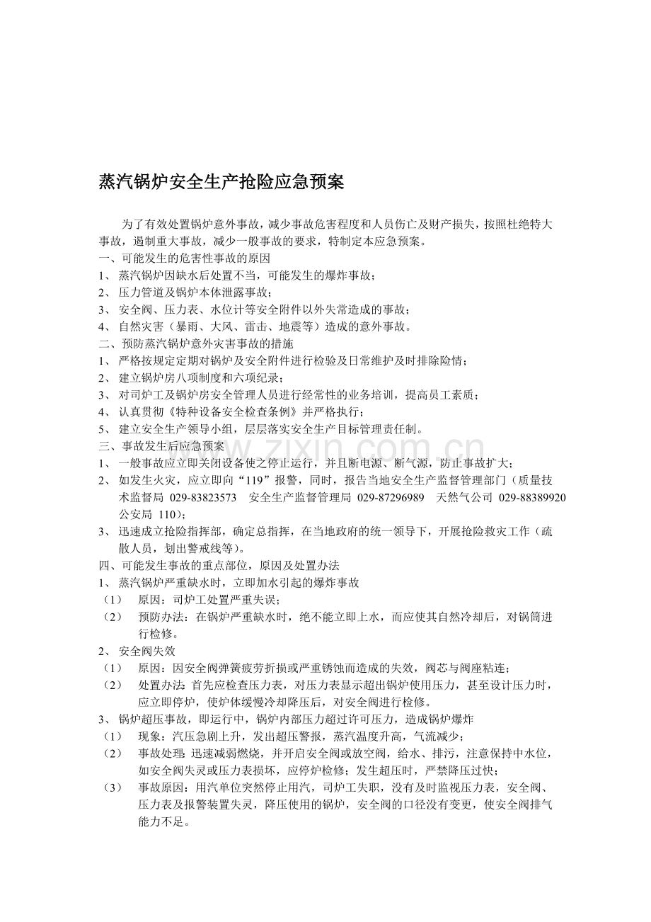 蒸汽锅炉安全生产抢险应急预案..doc_第1页