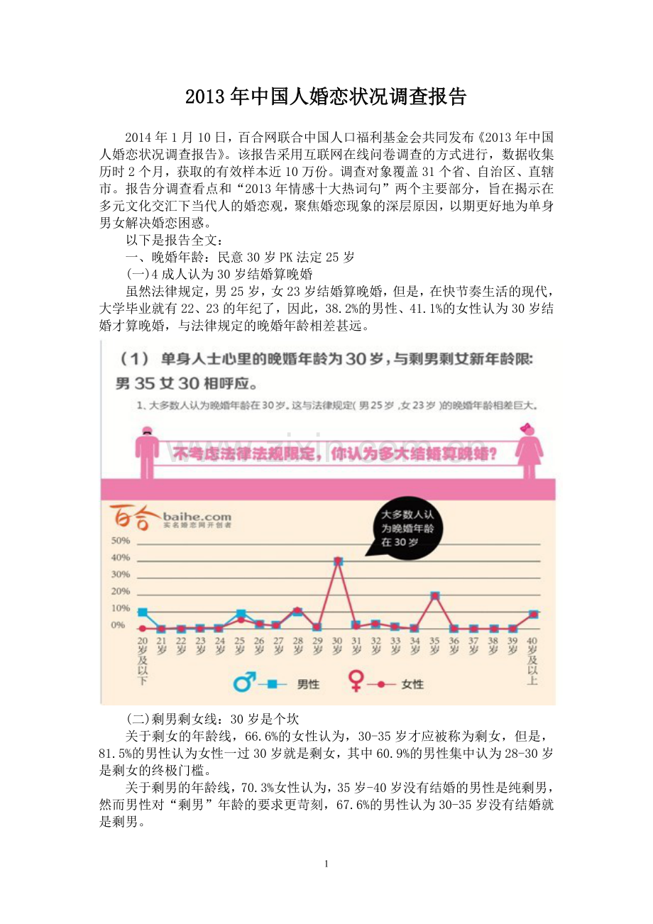 2013年中国人婚恋状况调查报告.doc_第1页