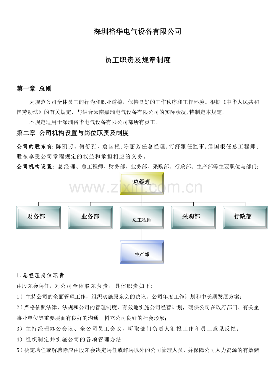 员工职责及管理规章制度.doc_第1页