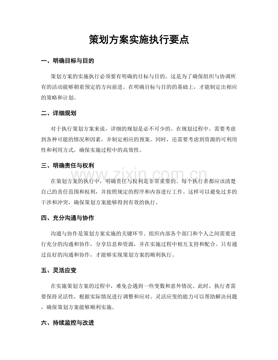 策划方案实施执行要点.docx_第1页