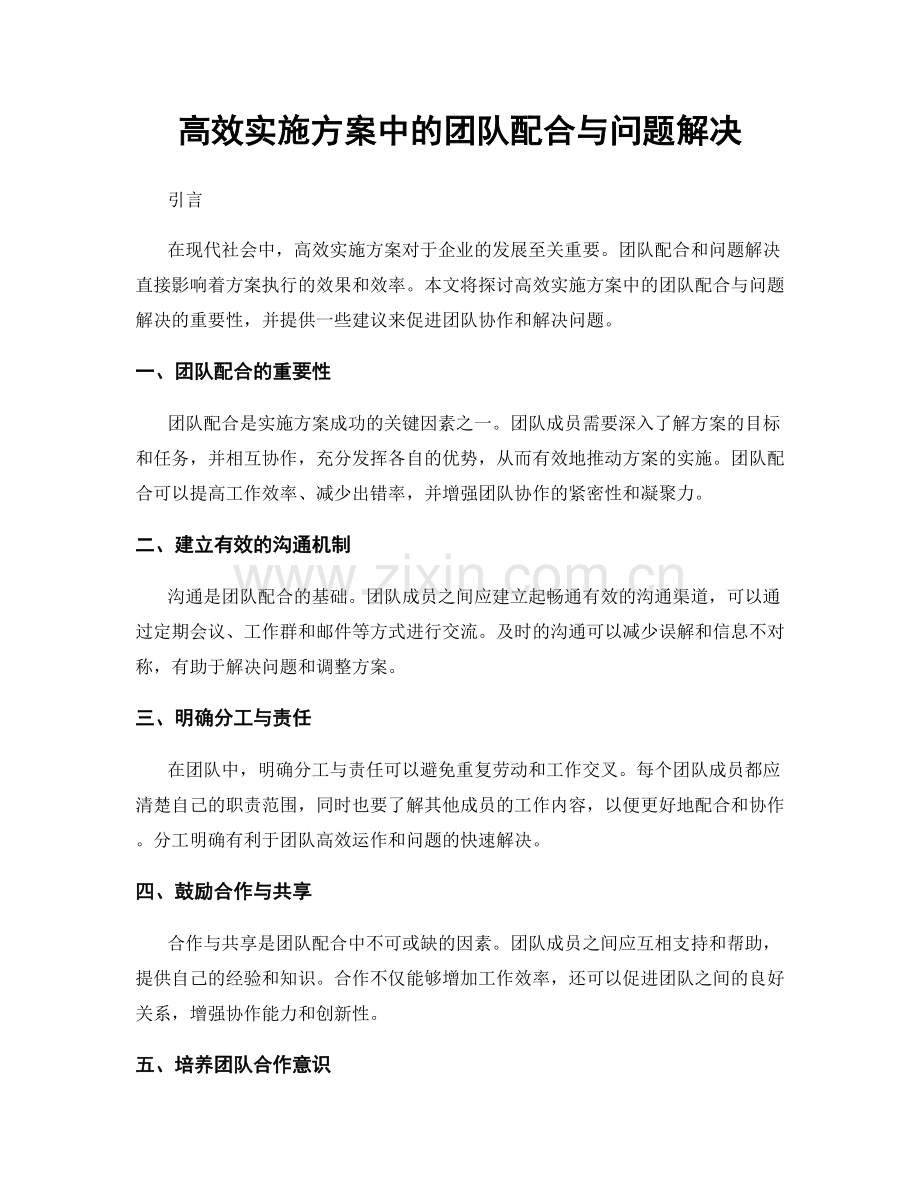 高效实施方案中的团队配合与问题解决.docx_第1页