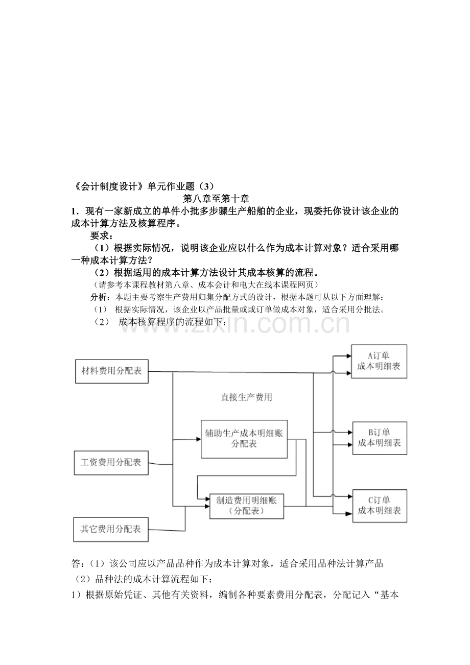 会计制度设计形成性考核答案作业.doc_第1页