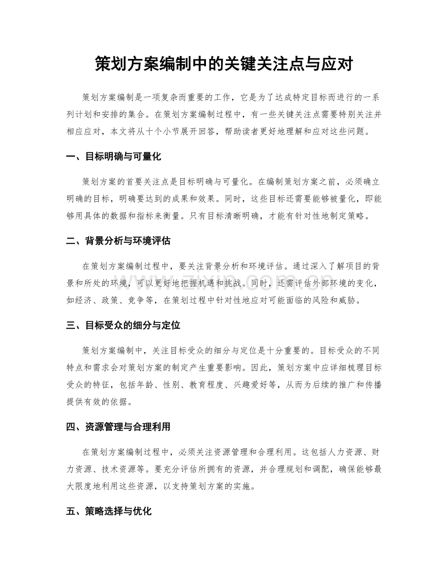 策划方案编制中的关键关注点与应对.docx_第1页