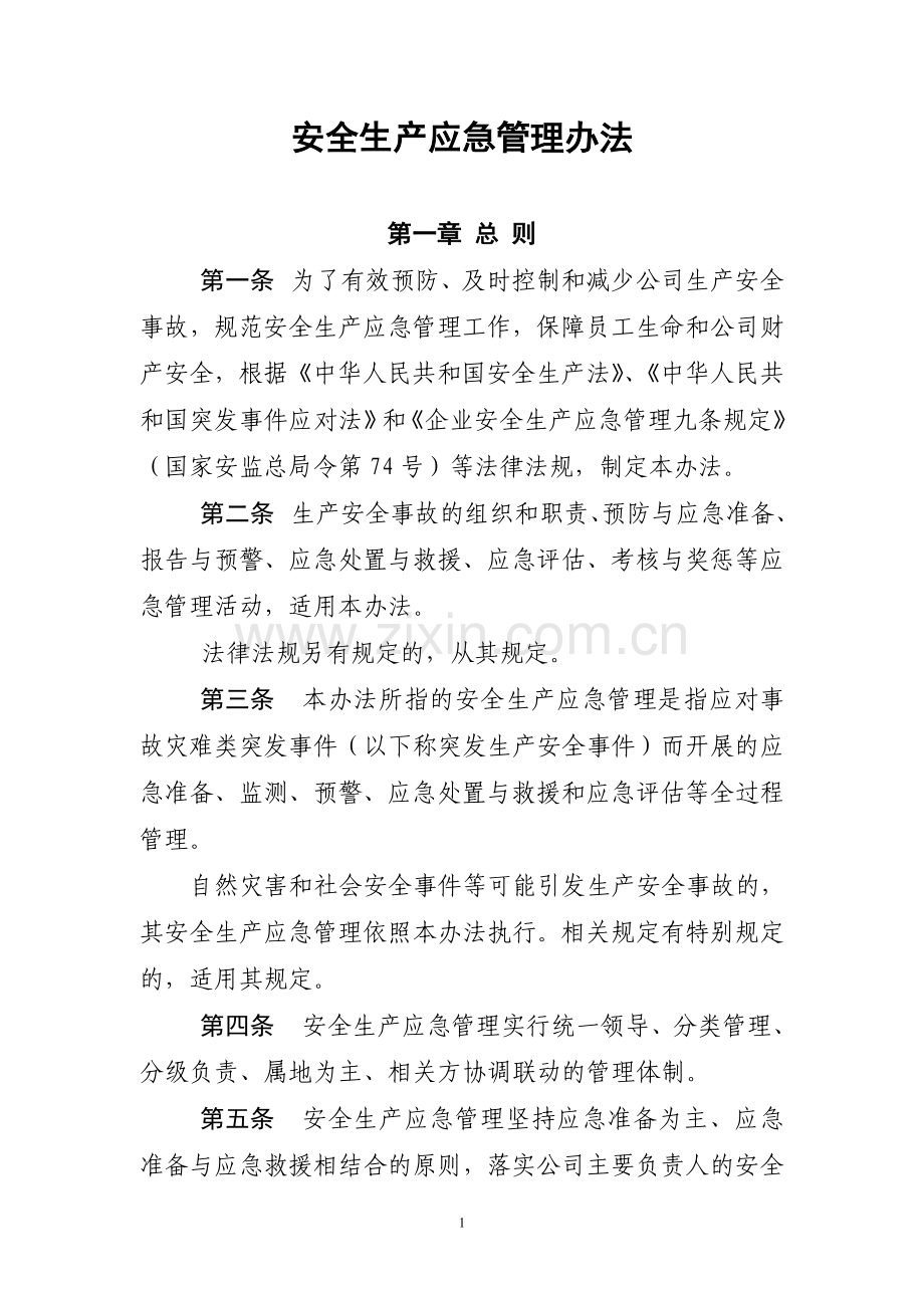 安全生产应急管理办法.doc_第1页