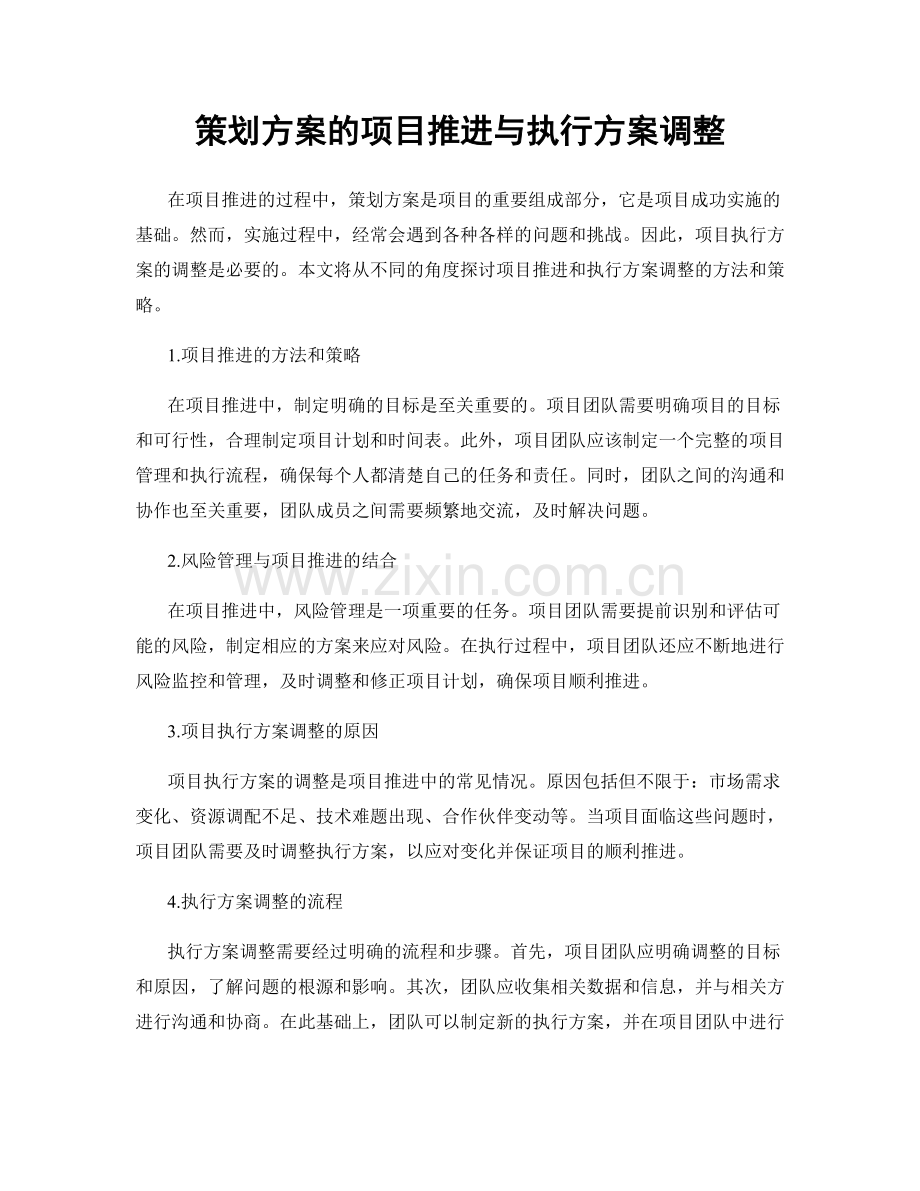 策划方案的项目推进与执行方案调整.docx_第1页