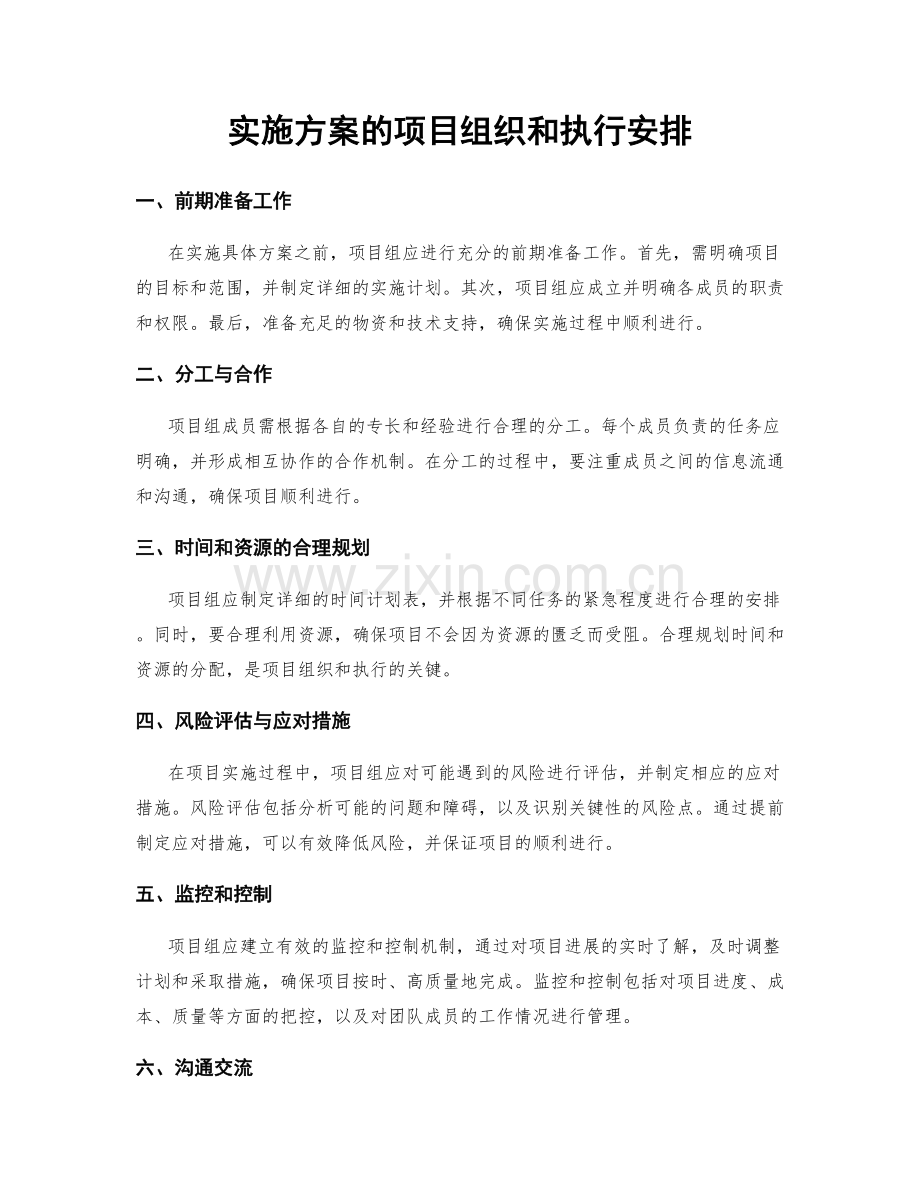 实施方案的项目组织和执行安排.docx_第1页