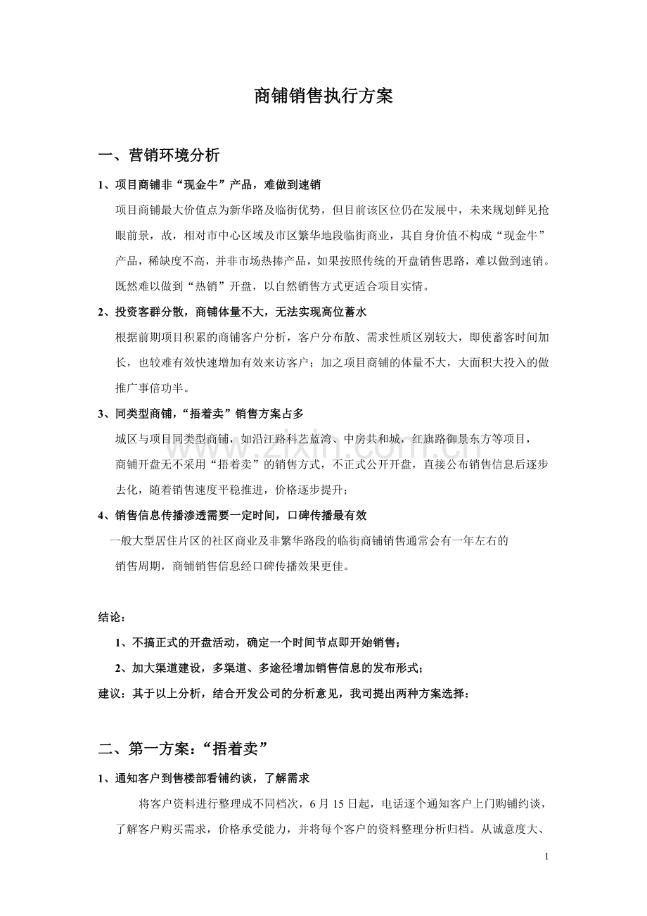 商铺销售执行方案.doc_第1页