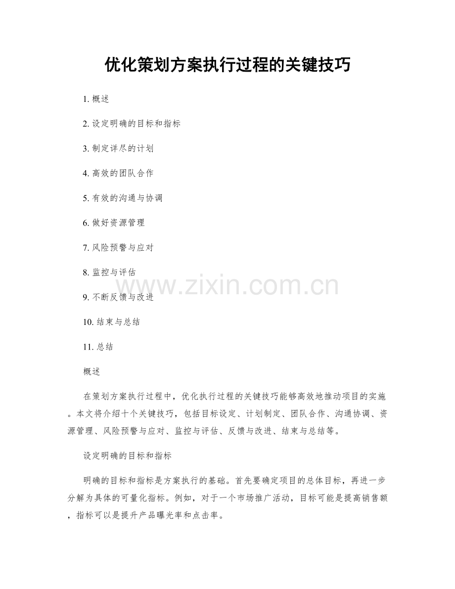 优化策划方案执行过程的关键技巧.docx_第1页