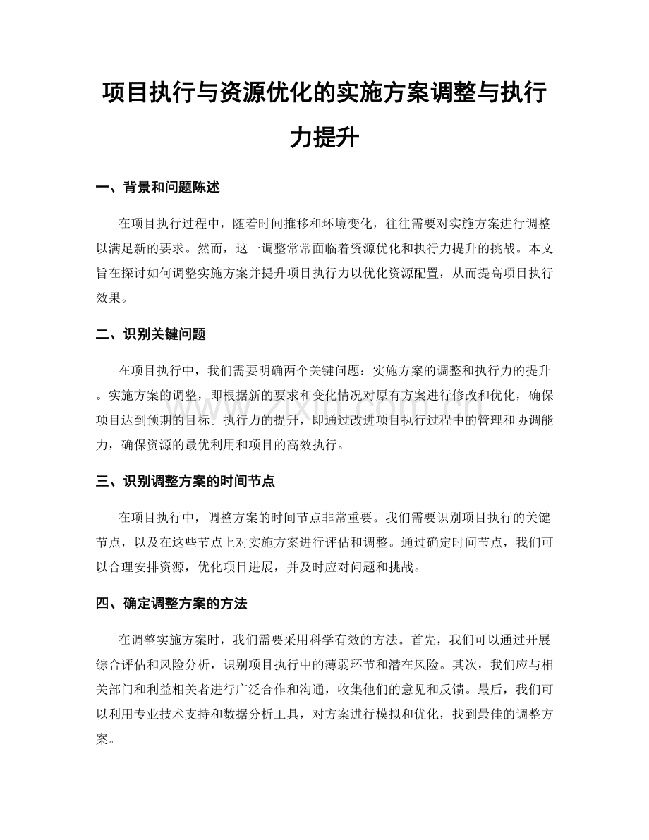 项目执行与资源优化的实施方案调整与执行力提升.docx_第1页