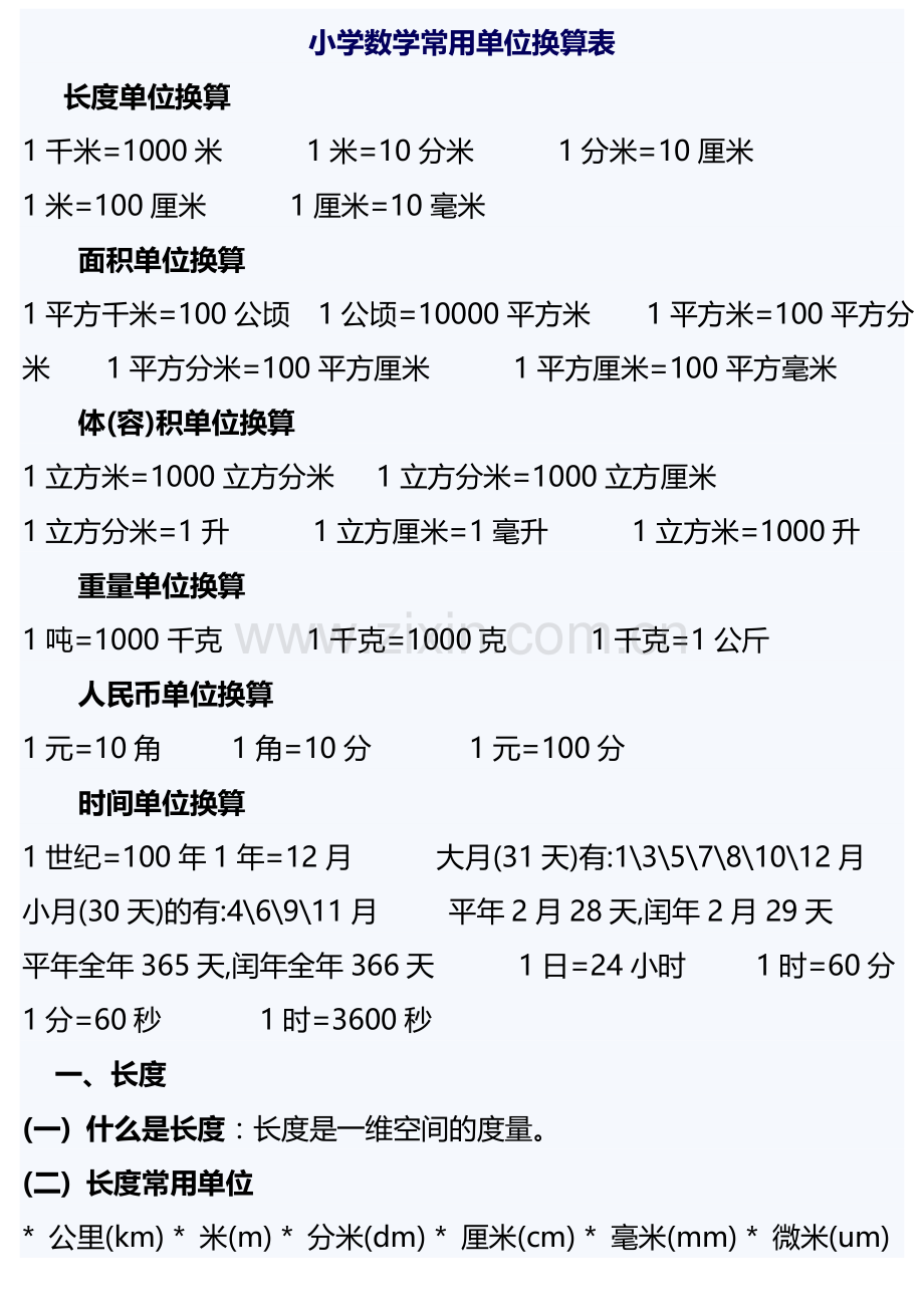 小学数学1到6年级常用单位换算表.doc_第1页