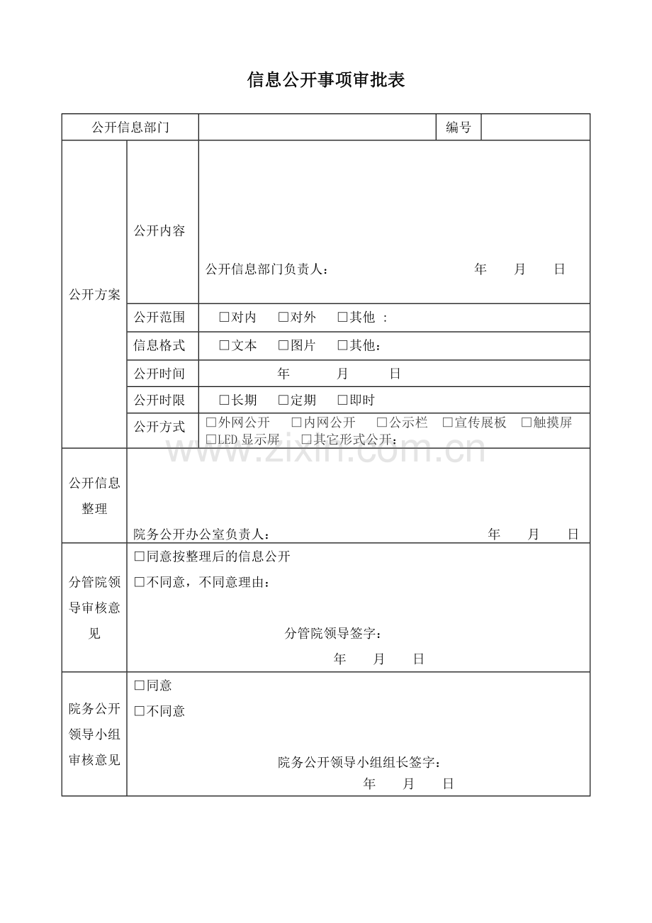 医院信息公开事项审批表.doc_第1页