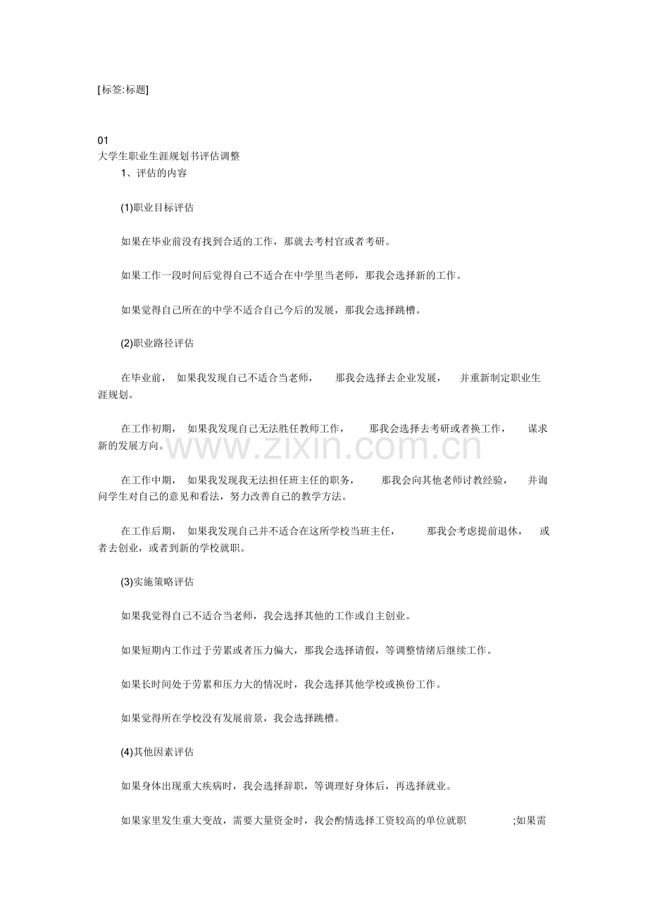 大学生职业生涯规划评估调整课件.doc_第1页