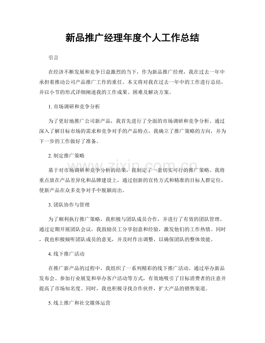 新品推广经理年度个人工作总结.docx_第1页