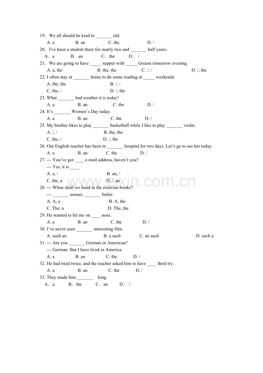 中考英语冠词专项训练.doc_第3页