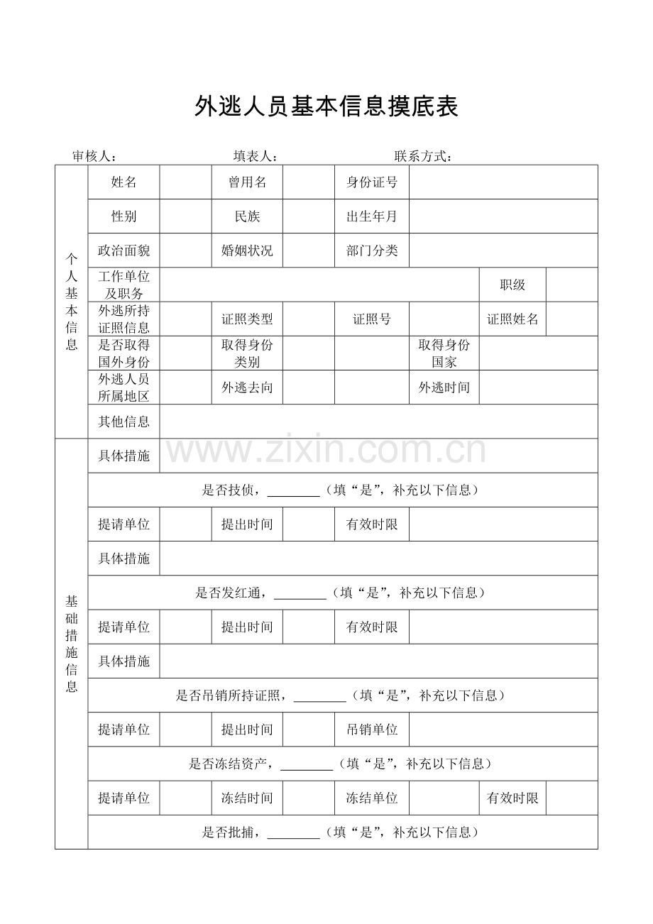 外逃人员基本信息摸底表.doc_第1页