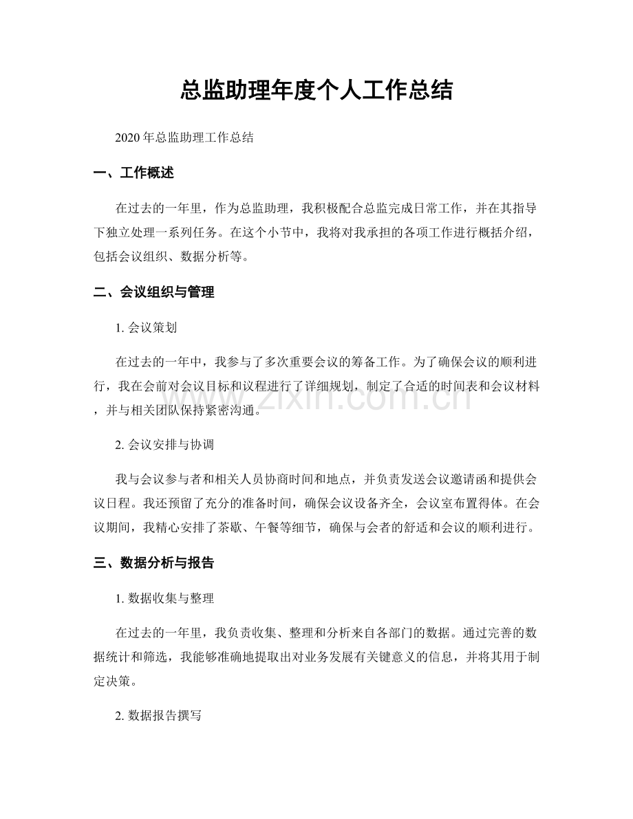 总监助理年度个人工作总结.docx_第1页