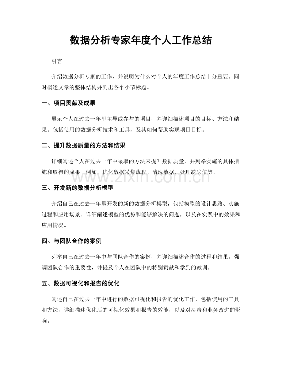 数据分析专家年度个人工作总结.docx_第1页