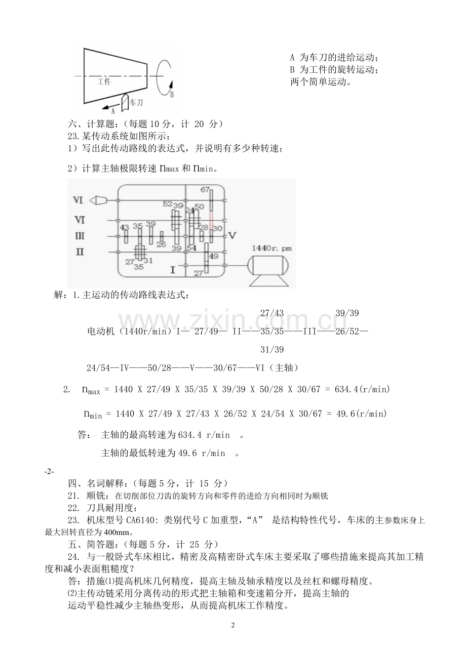 金属切削机床试卷1--10答案汇总.doc_第2页