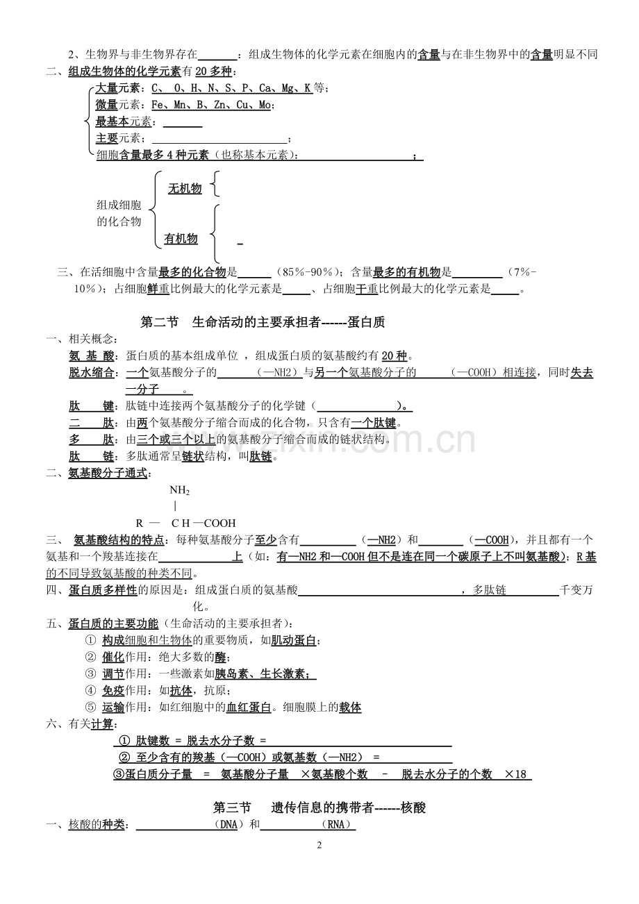 高中生物学业水平测试知识点.doc_第2页