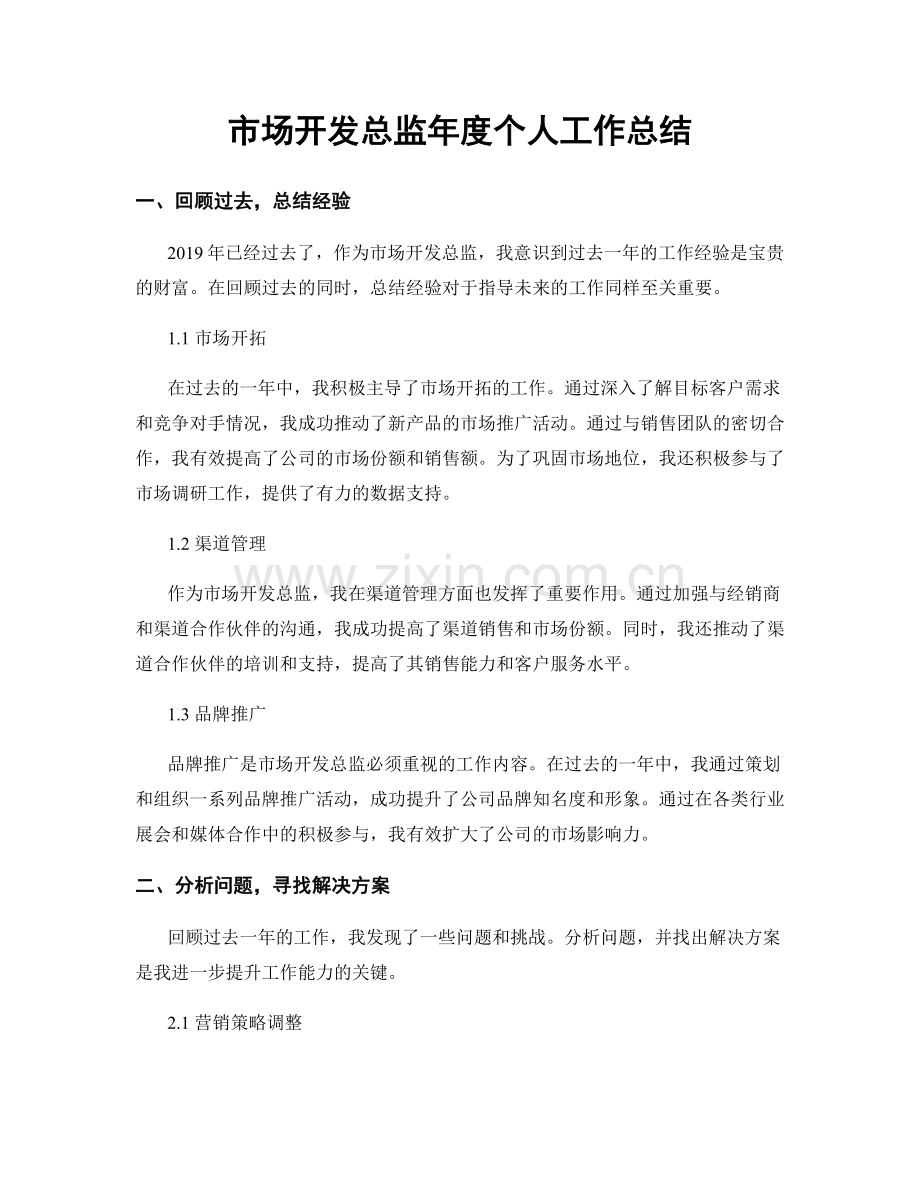 市场开发总监年度个人工作总结.docx_第1页