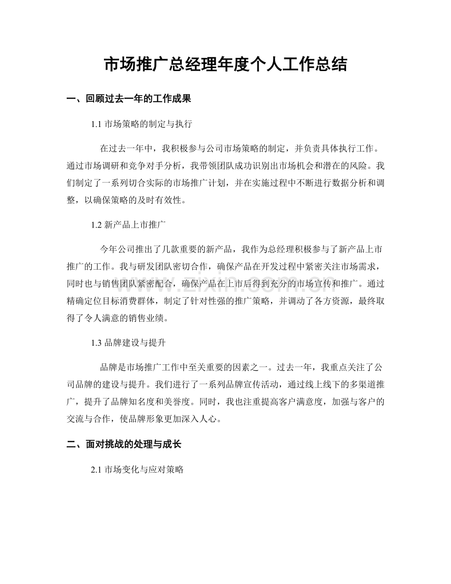 市场推广总经理年度个人工作总结.docx_第1页