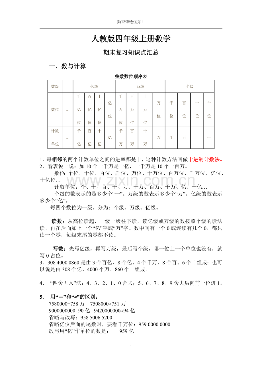 人教版四年级上册数学期末复习(知识点).doc_第1页