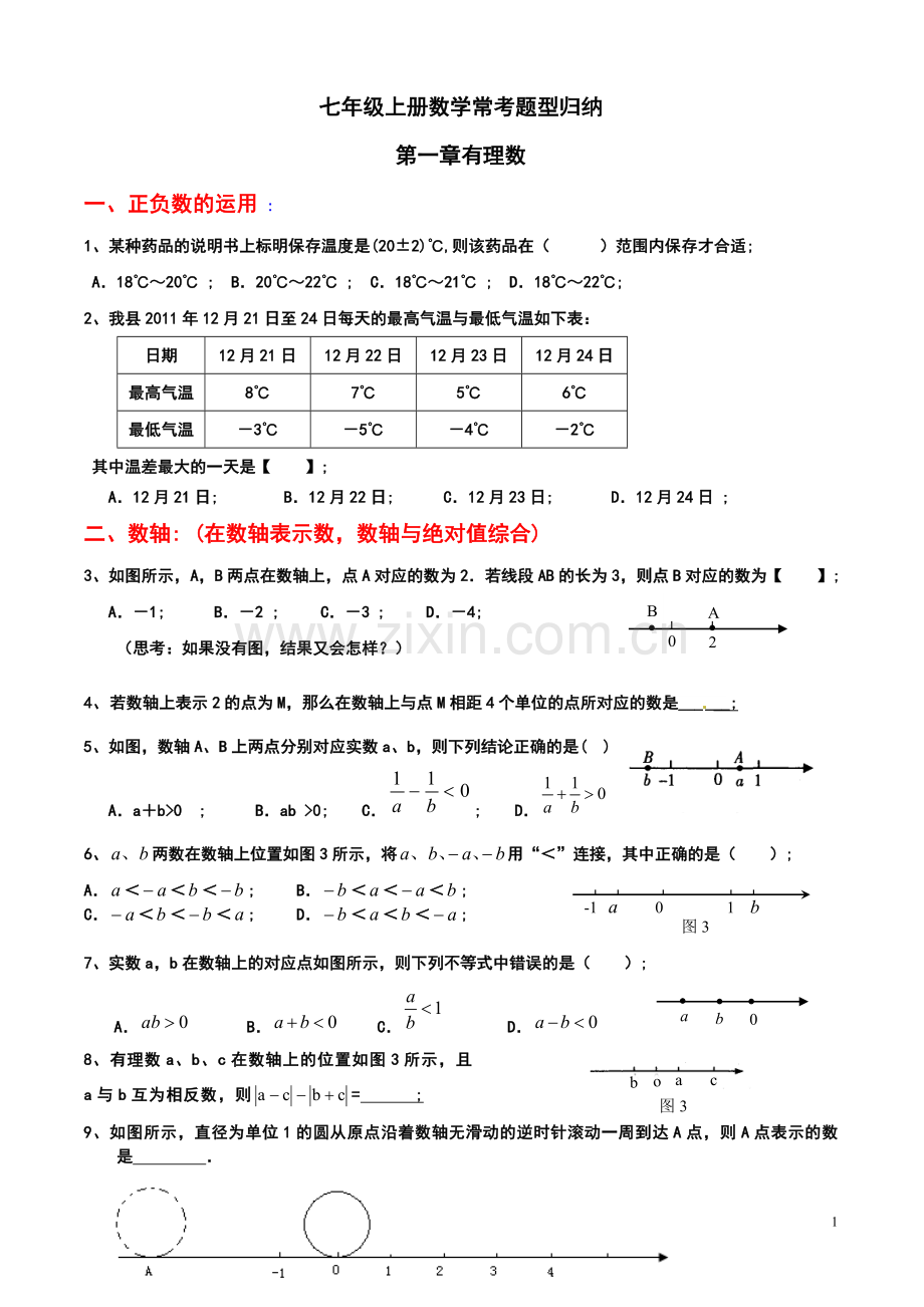 七年级上册数学常考题型归纳(期末复习用)-(2).doc_第1页