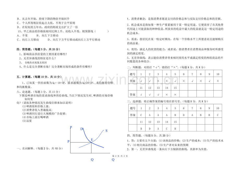 经济学基础试卷和答案.doc_第2页