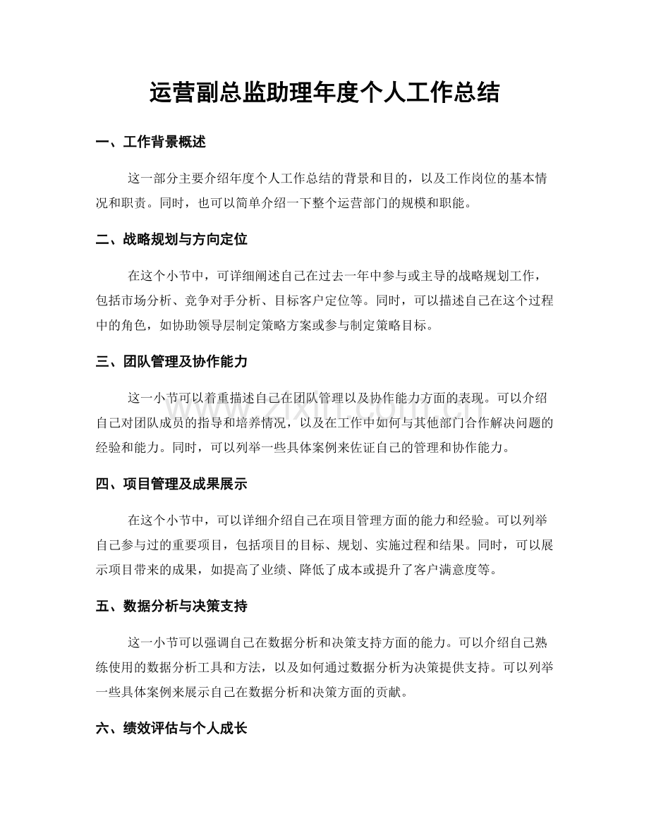 运营副总监助理年度个人工作总结.docx_第1页