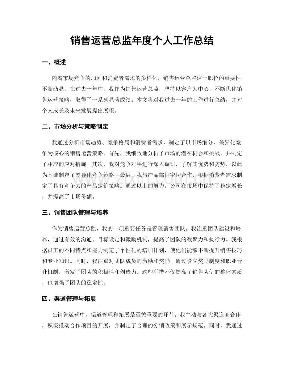 销售运营总监年度个人工作总结.docx_第1页