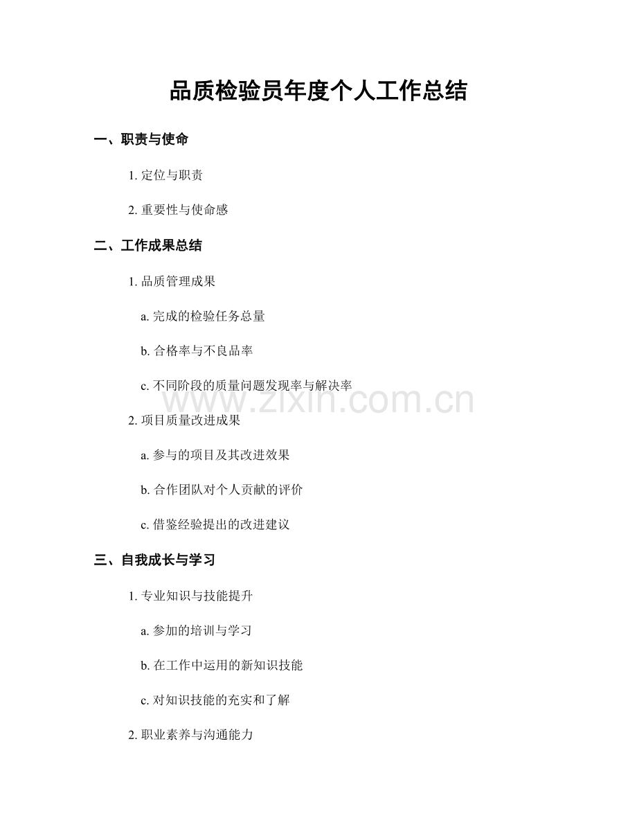 品质检验员年度个人工作总结.docx_第1页