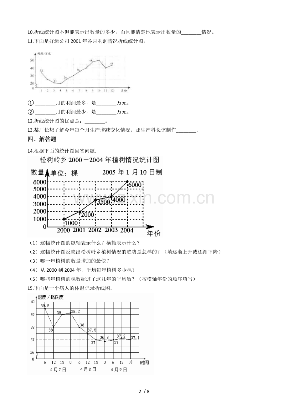 四年级下册数学一课一练3.2折线统计图的画法沪教版(2015秋)(含答案).doc_第2页