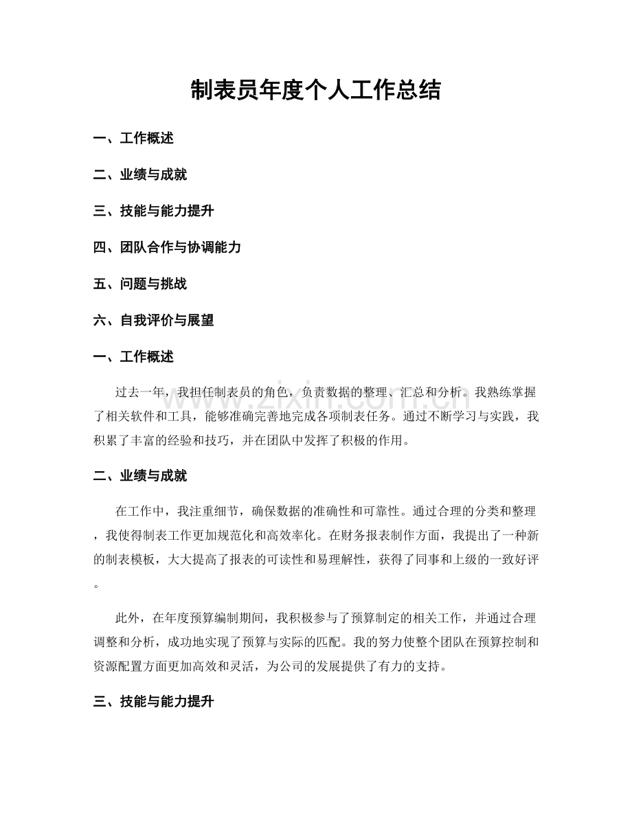 制表员年度个人工作总结.docx_第1页