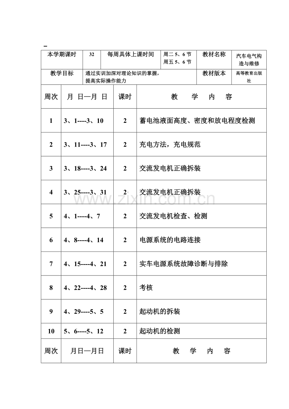 汽车电气设备构造与维修实训教案DOC.doc_第1页