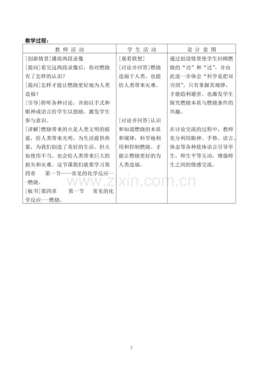 常见的化学反应--燃烧-教学设计.pdf_第2页