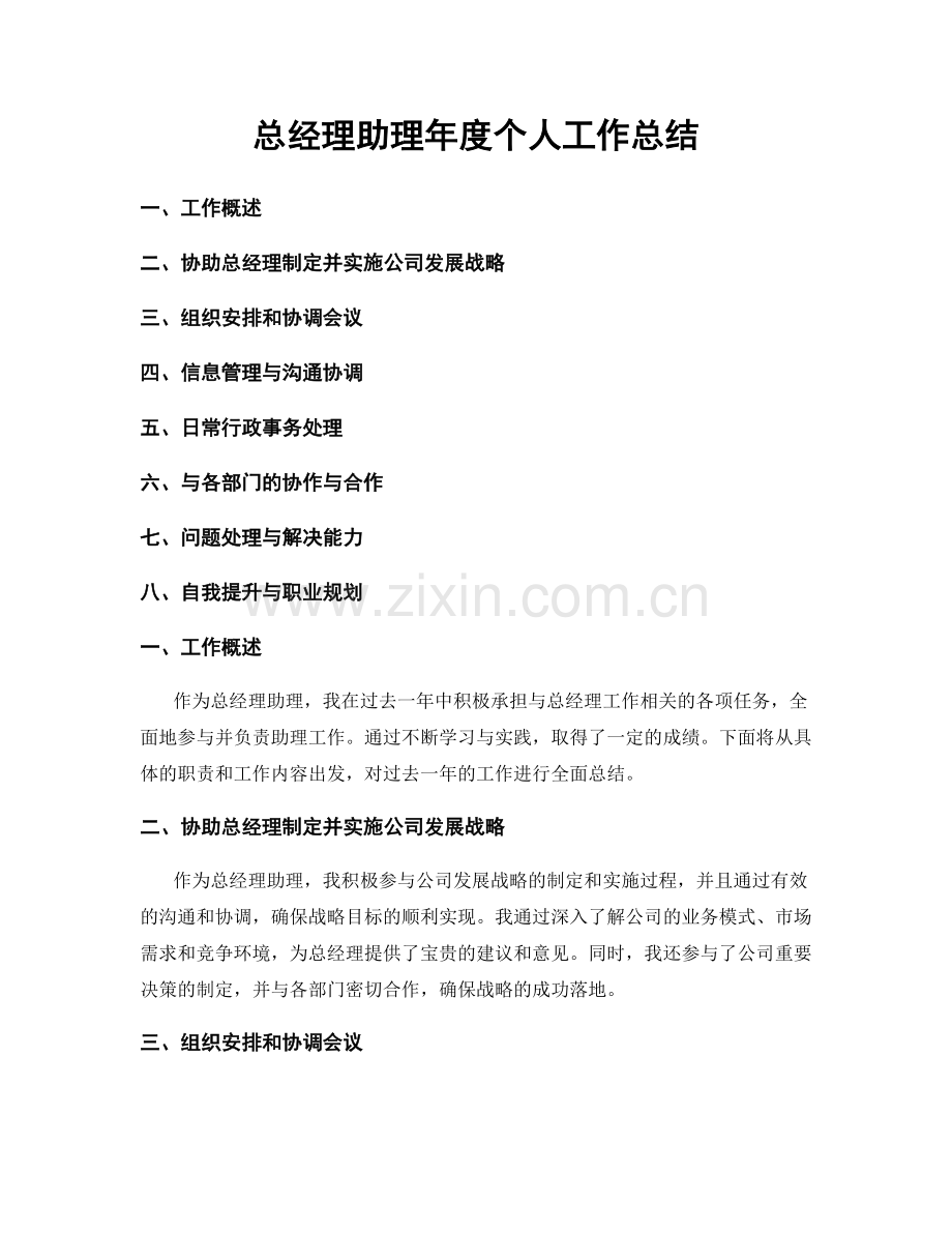 总经理助理年度个人工作总结.docx_第1页