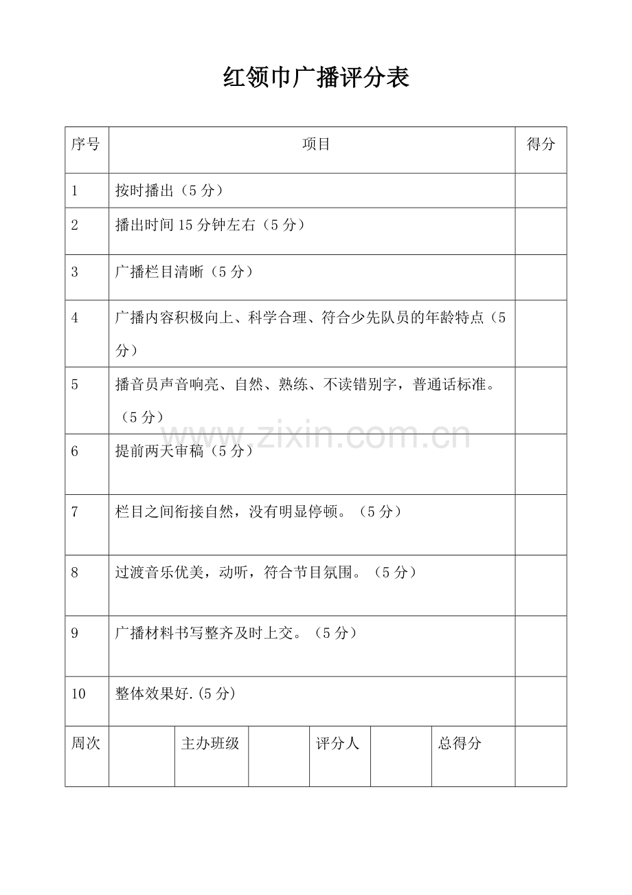 广播员选拔评分表.doc_第1页