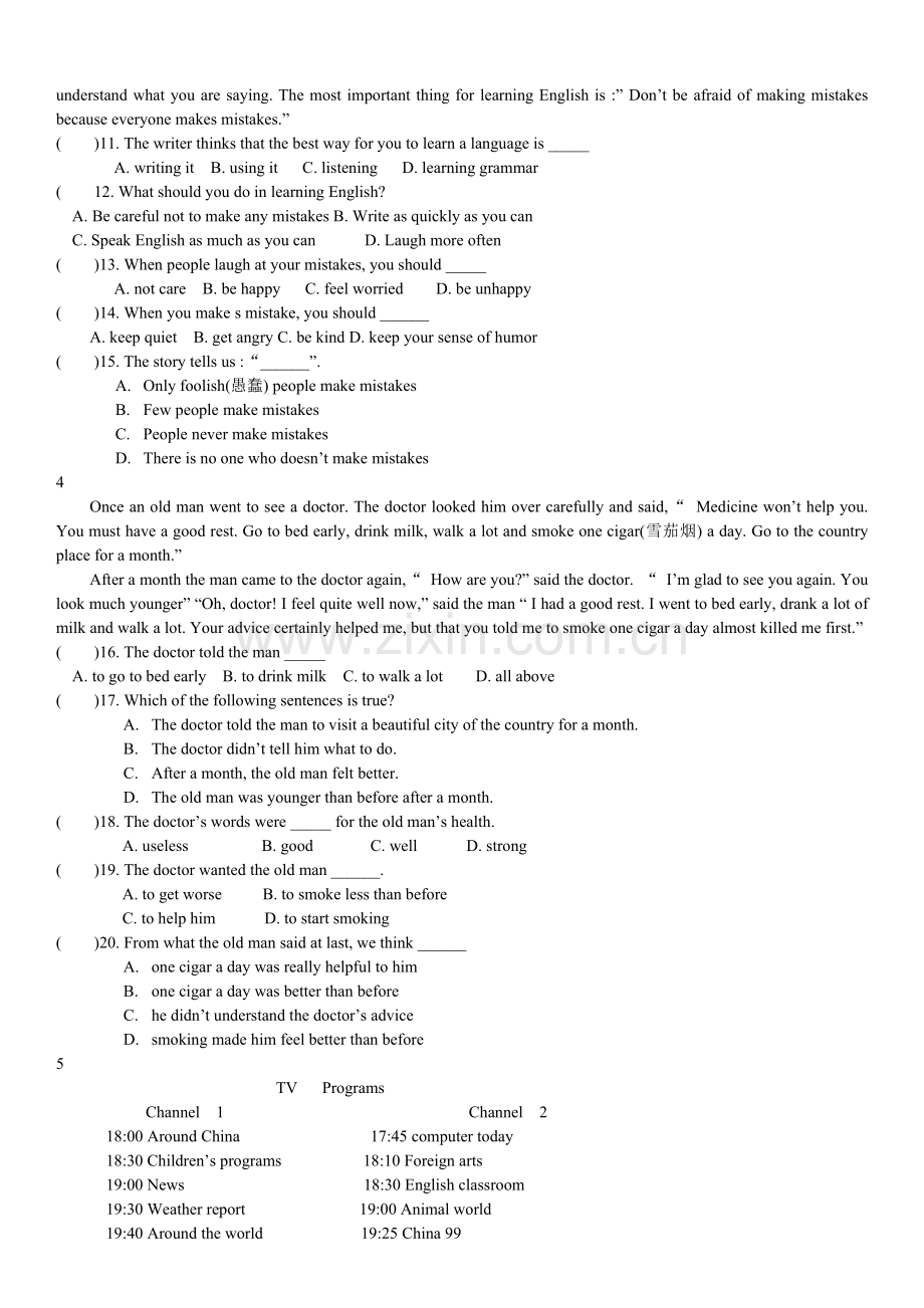 八年级英语阅读理解习题-附答案.doc_第3页