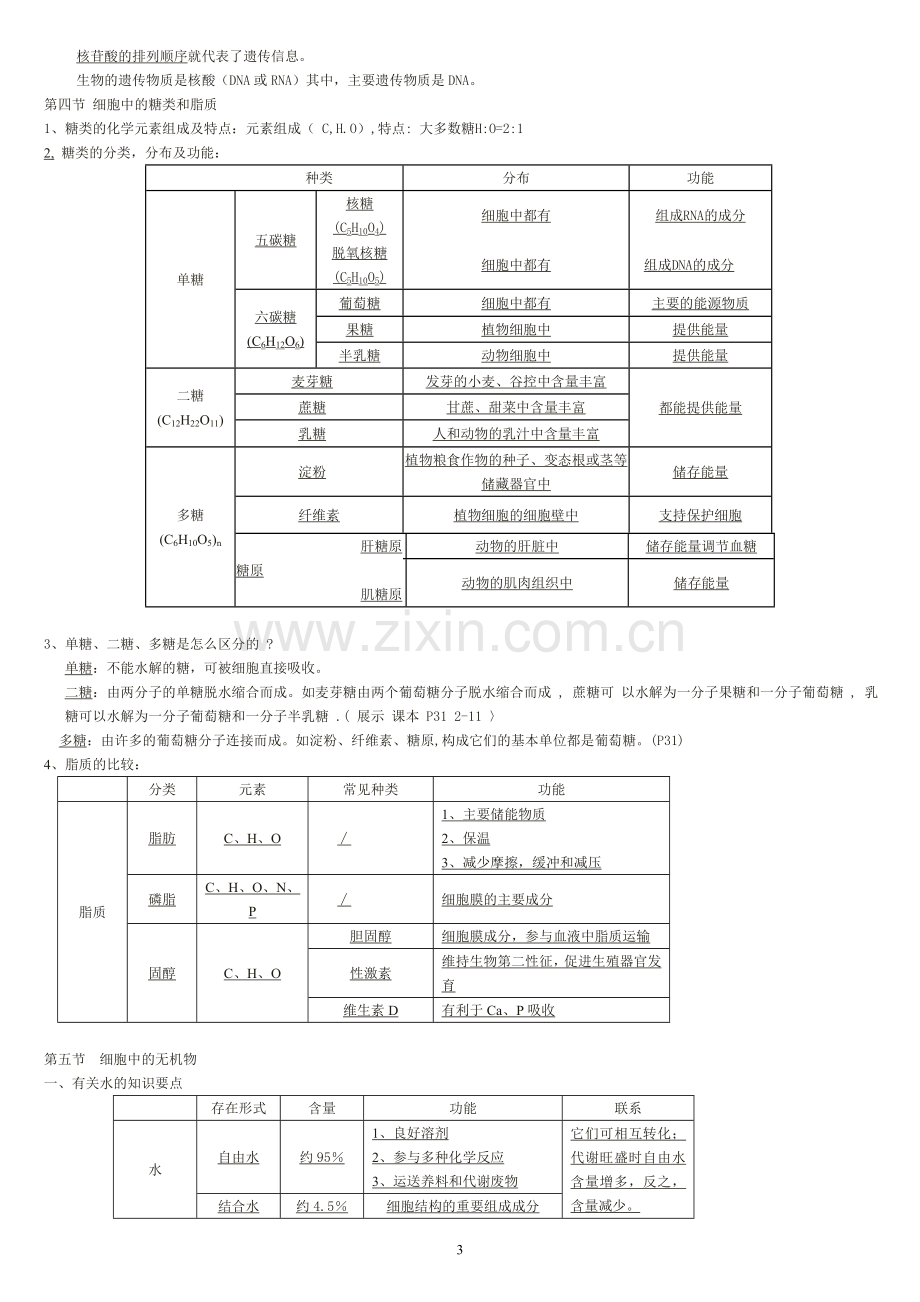 高一生物必修一知识点总结(全).doc_第3页