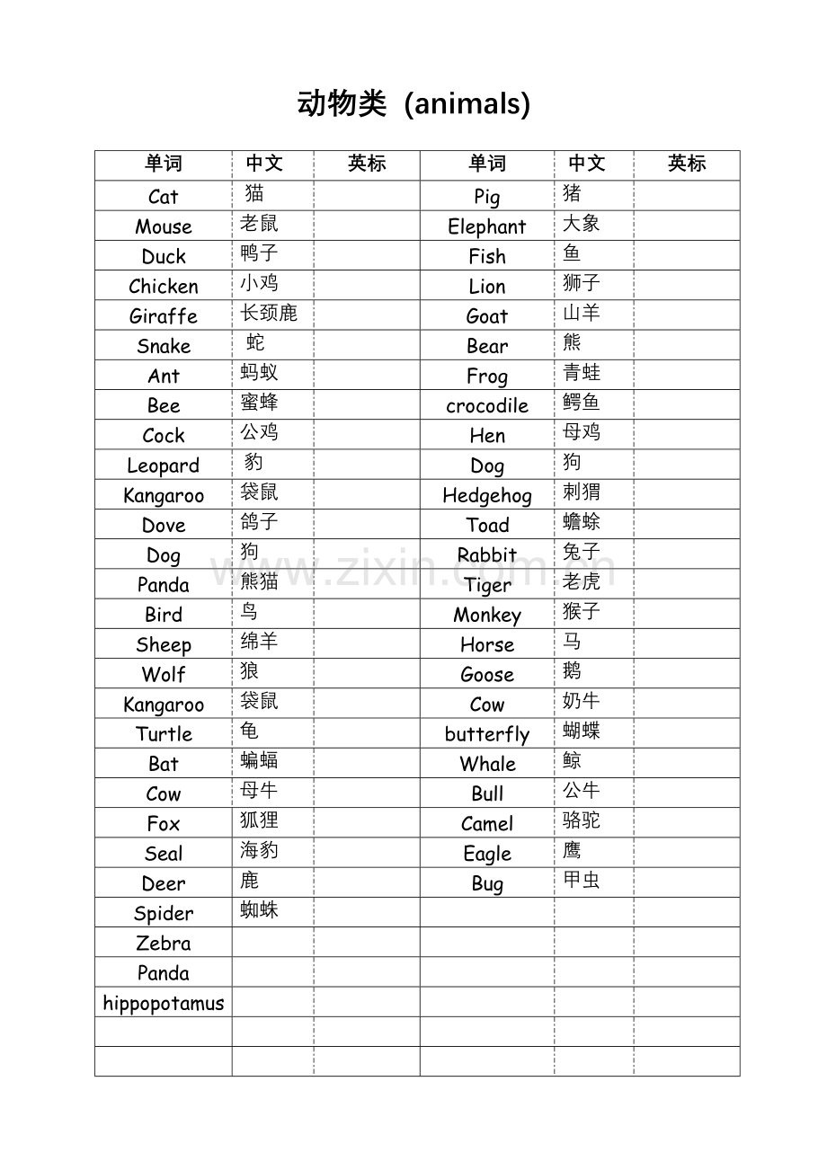 小学常用词汇表.doc_第1页