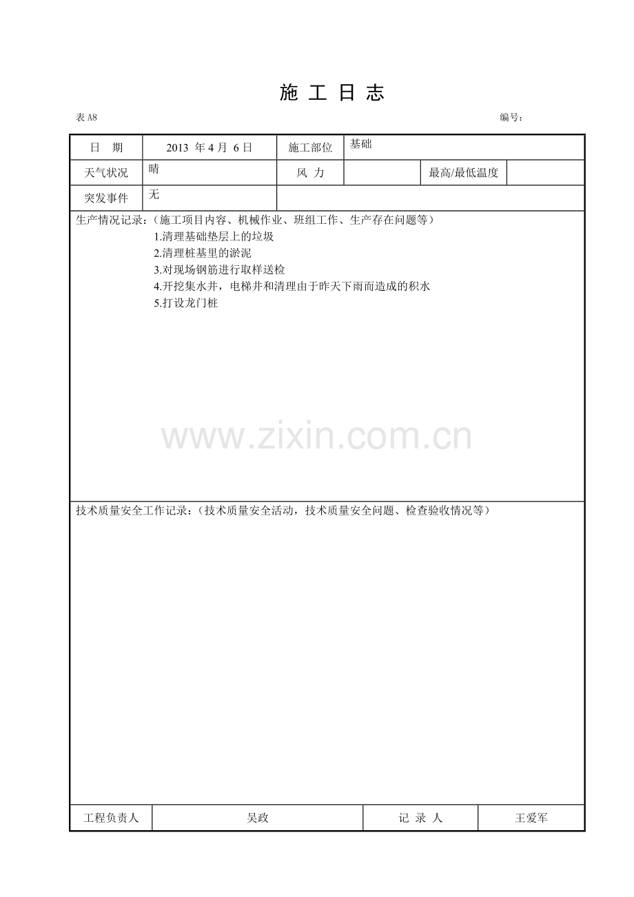 施工日志空白表格.doc_第1页