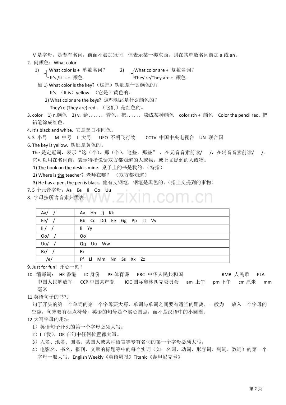 人教版英语+七年级上册各单元知识点详解.doc_第2页